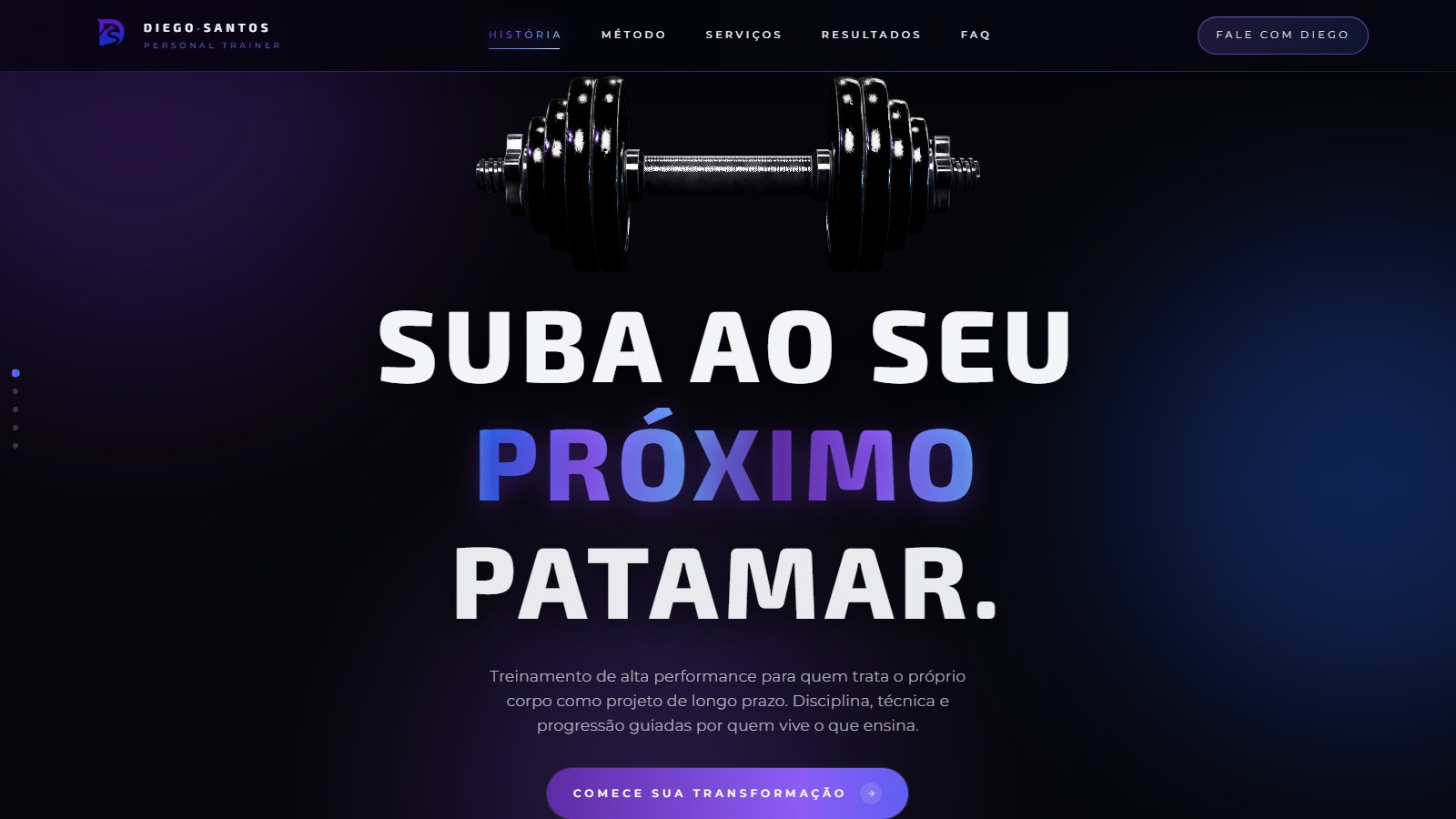 Site de Diego Santos, personal trainer