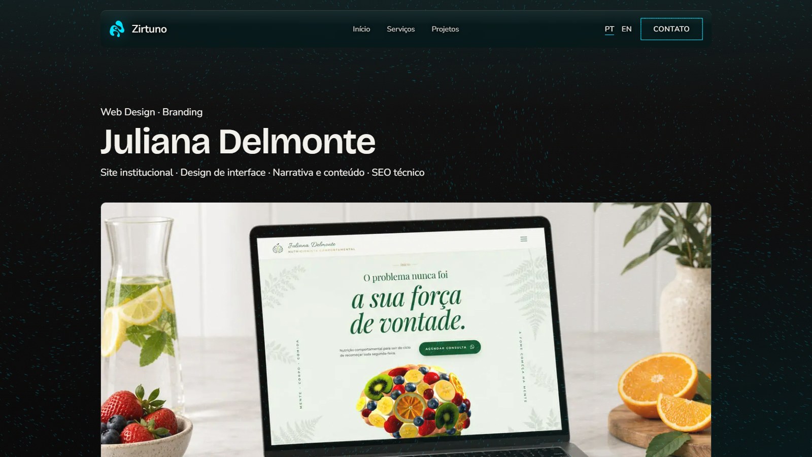 Página de caso da Zirtuno: Juliana Delmonte